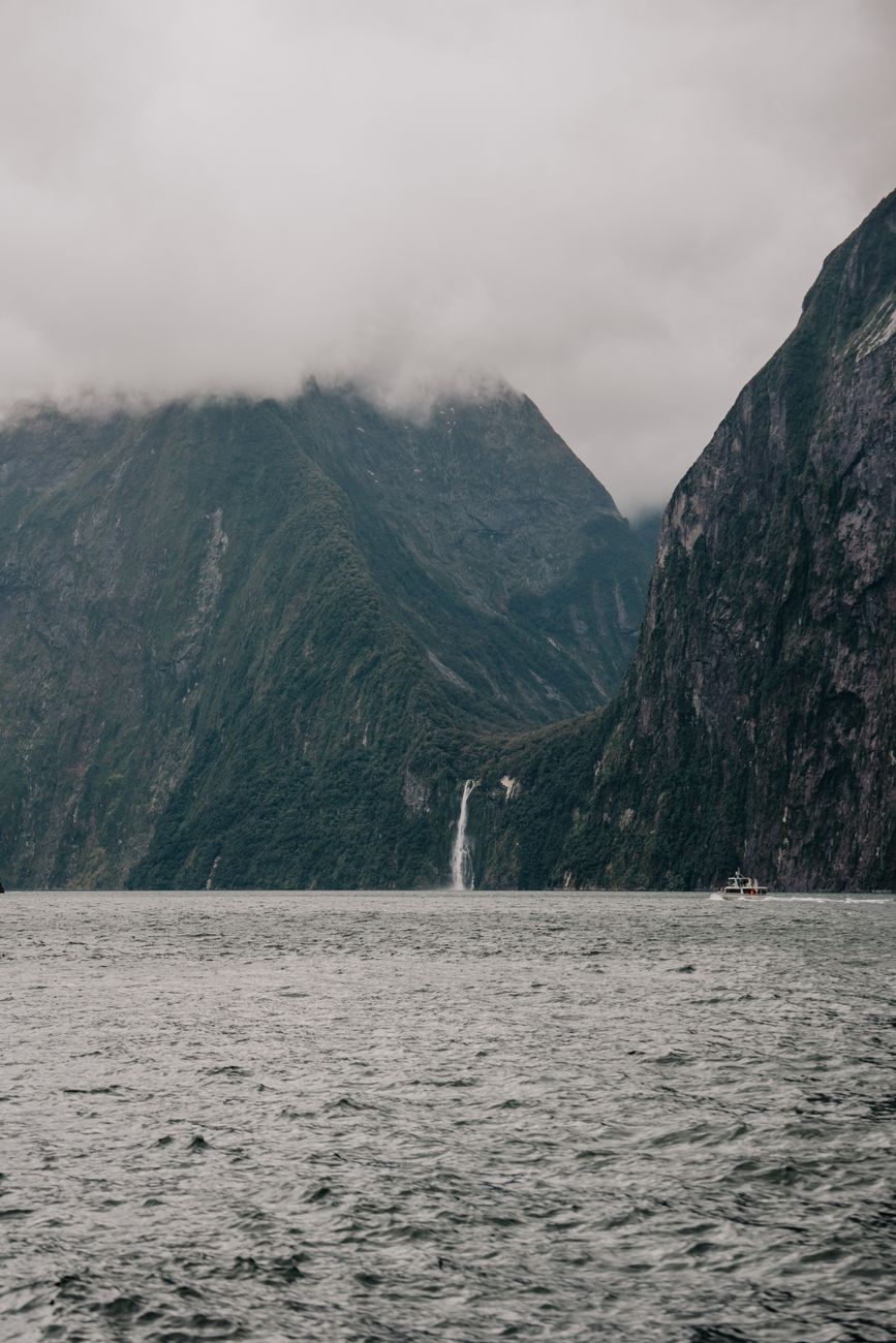 Remote misty fjord in Chilean Patagonia