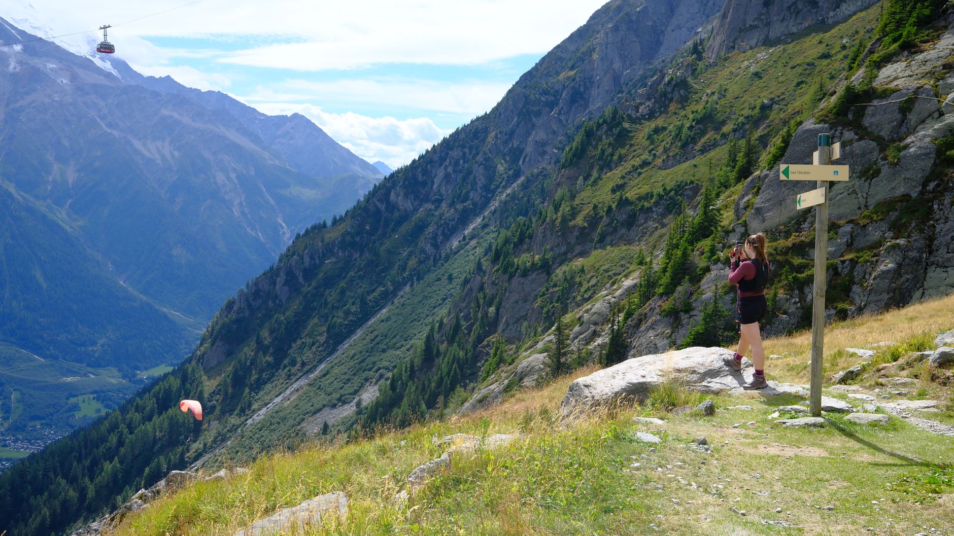 Mountain guide leading quiet exploration